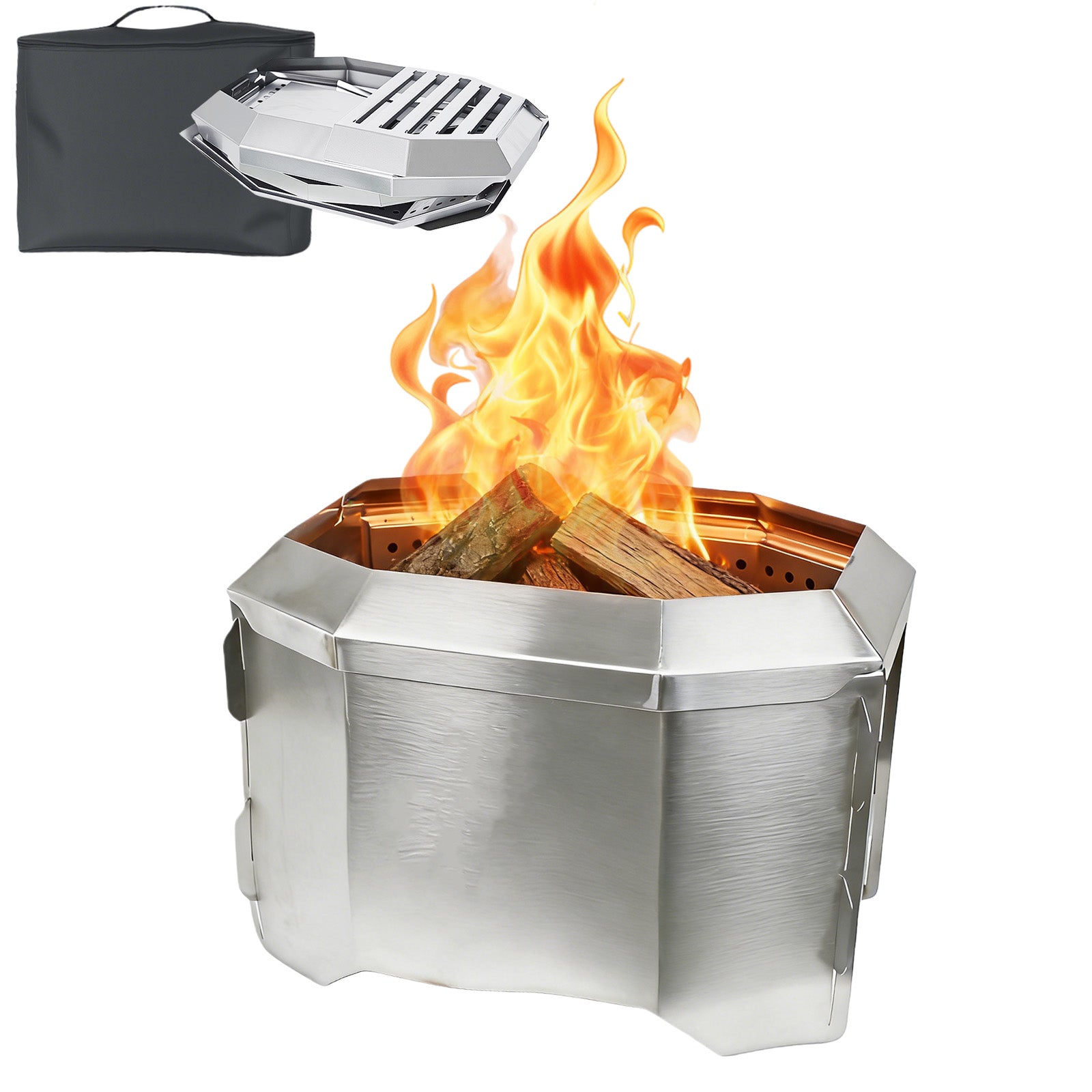 ZARKIND Hexagonal Flat-Pack Smokeless Fire Pit