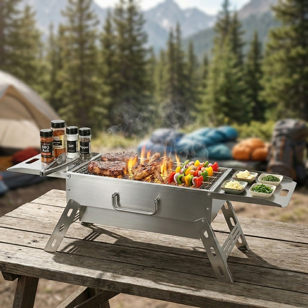 ZARKIND Portable Stainless Steel Folding Camping Grill & BBQ – Zarkind